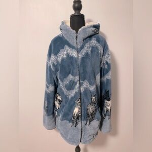 Vintage Nordic lights reversible hooded jacket medium